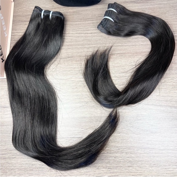 Triippy Raw Human Hair Natural Black Straight 16 18 Inch Sew In Hair Extensions - Picture 3 of 14